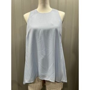 C Luce Baby Blue Sleeveless Zipper Back Pleated Swing Tunic Top Womens‎ Size S